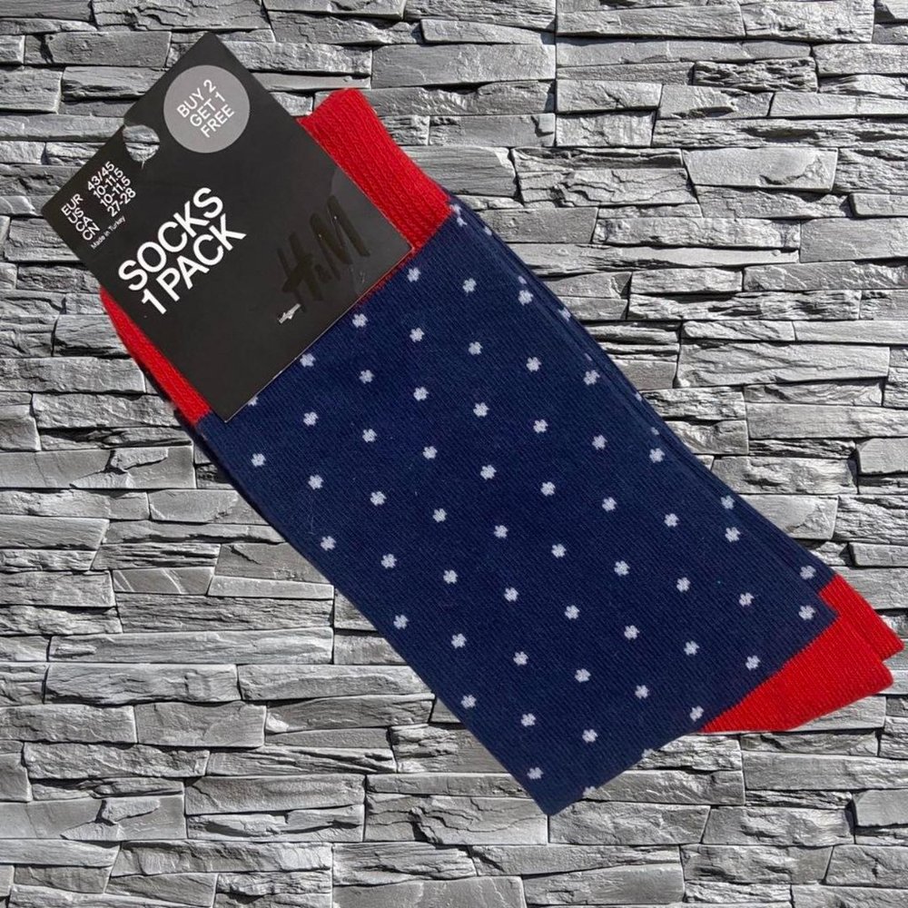 H&M Pattern Socks Blue/Red Sizes 10-11.5